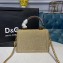 Dolce & Gabbana Small Devotion Top Handle Bag in Mordore Nappa Leather with Rhinestone Chain Gold 2019