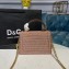 Dolce & Gabbana Small Devotion Top Handle Bag in Mordore Nappa Leather with Rhinestone Chain Nude Pink 2019