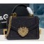 Dolce & Gabbana Small Devotion Top Handle Bag in Mordore Nappa Leather with Rhinestone Chain Black 2019