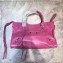 Balenciaga Classic City Medium Bag with Logo Strap Fuchsia