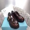 Prada Leather Buckle Derby Shoes Brushed Burgundy 2020