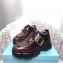 Prada Leather Buckle Derby Shoes Brushed Burgundy 2020
