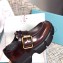 Prada Leather Buckle Derby Shoes Brushed Burgundy 2020
