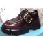 Prada Leather Buckle Derby Shoes Brushed Burgundy 2020