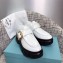 Prada Leather Buckle Derby Shoes Brushed White 2020
