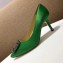 Manolo Blahnik Hangisi Satin Jewel Buckle Flats/Pumps Green