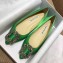 Manolo Blahnik Hangisi Satin Jewel Buckle Flats/Pumps Green
