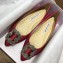 Manolo Blahnik Hangisi Satin Jewel Buckle Flats/Pumps Dark Red