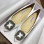 Manolo Blahnik Hangisi Satin Jewel Buckle Flats/Pumps White