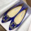 Manolo Blahnik Hangisi Satin Jewel Buckle Flats/Pumps Blue