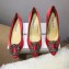 Manolo Blahnik Hangisi Satin Jewel Buckle Flats/Pumps Red