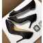 Manolo Blahnik Hangisi Satin Jewel Buckle Flats/Pumps Black