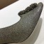 Manolo Blahnik Hangisi Glitter Fabric Jewel Buckle Flats/Pumps Gray