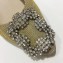 Manolo Blahnik Hangisi Glitter Fabric Jewel Buckle Flats/Pumps Gold