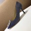 Manolo Blahnik Hangisi Glitter Fabric Jewel Buckle Flats/Pumps Dark Gray