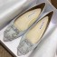 Manolo Blahnik Hangisi Glitter Fabric Jewel Buckle Flats/Pumps Silver