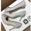 Manolo Blahnik Hangisi Glitter Fabric Jewel Buckle Flats/Pumps Silver