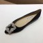 Manolo Blahnik Hangisi Glitter Fabric Jewel Buckle Flats/Pumps Black