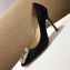 Manolo Blahnik Hangisi Glitter Fabric Jewel Buckle Flats/Pumps Black