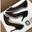 Manolo Blahnik Hangisi Glitter Fabric Jewel Buckle Flats/Pumps Black