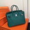 Hermes Birkin 25cm Bag Peacock Green in Togo Leather With Silver Hardware