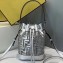 Fendi All-Over FF Motif Prints On PVC Mon Tresor Mini Bucket Bag Sequins Silver 2019