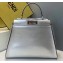 Fendi Prints On Leather Peekaboo Iconic Medium Bag Silver 2019