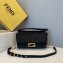 Fendi Velvet Embossed FF Motif Baguette Medium Bag Black 2019