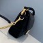 Fendi Velvet Embossed FF Motif Baguette Medium Bag Black 2019