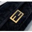 Fendi Velvet Embossed FF Motif Baguette Medium Bag Black 2019