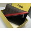 Fendi Brown Fabric FF Motif Slim Pochette Pouch Clutch Bag Black/Red 2019