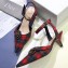 Dior Heel 4cm Gang Slingback Pumps in Tartan Fabric Black/Red 2020