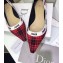 Dior Heel 1.5cm J'Adior Ballet Flats in Tartan Fabric Black/Red 2020