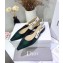 Dior Heel 1.5cm J'Adior Slingback Ballet Flats in Tartan Fabric Black/Green 2020