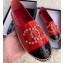 Chanel Crystal Stud CC Logo Patent Calfskin Espadrilles Red 2020