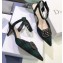 Dior Heel 4cm Symbols Gang Slingback Pumps in Tartan Fabric Black/Green 2020