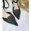 Dior Heel 4cm Symbols Gang Slingback Pumps in Tartan Fabric Black/Green 2020