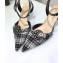 Dior Heel 4cm Gang Slingback Pumps in Tartan Fabric Black/White 2020