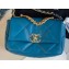 Chanel 19 Small Leather Flap Bag AS1160 Turquoise Blue 2020