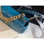 Chanel 19 Small Leather Flap Bag AS1160 Turquoise Blue 2020