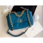 Chanel 19 Large Leather Flap Bag AS1161 Turquoise Blue 2020