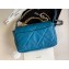 Chanel 19 Large Leather Flap Bag AS1161 Turquoise Blue 2020