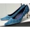 Gucci Heel 5.5cm Velvet GG Pumps Sky Blue 2019