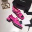 Chanel Heel 4cm Pearl Loafers Satin Fuchsia 2020