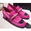 Chanel Heel 4cm Pearl Loafers Satin Fuchsia 2020
