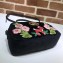 Gucci GG Marmont Small Matelassé Shoulder Camera Bag 447632 Velvet Embroidered Flower Black