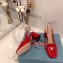 Prada Heel 7cm Patent Leather Triangle Logo Sandals Red 2020