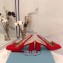 Prada Heel 7cm Patent Leather Triangle Logo Sandals Red 2020