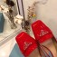 Prada Heel 7cm Patent Leather Triangle Logo Sandals Red 2020