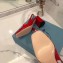 Prada Heel 7cm Patent Leather Triangle Logo Sandals Red 2020